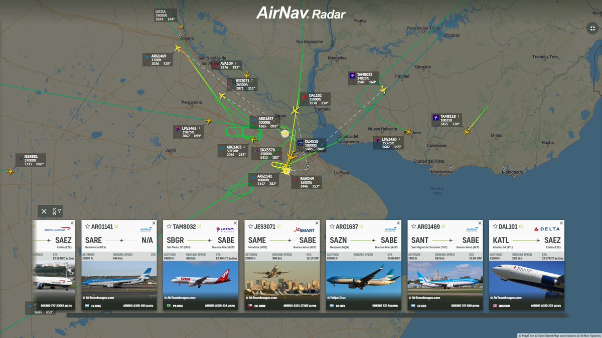 Modo-S 🛰️ (@modo_s_) on Twitter photo ℹ️Panorama complicado para los arribos en Ezeiza y Aeroparque, la niebla no cede.
Mapa vía <a href="/AirNavRadar/">AirNav Radar</a> ℹ️Panorama complicado para los arribos en Ezeiza y Aeroparque, la niebla no cede.
Mapa vía <a href="/AirNavRadar/">AirNav Radar</a>