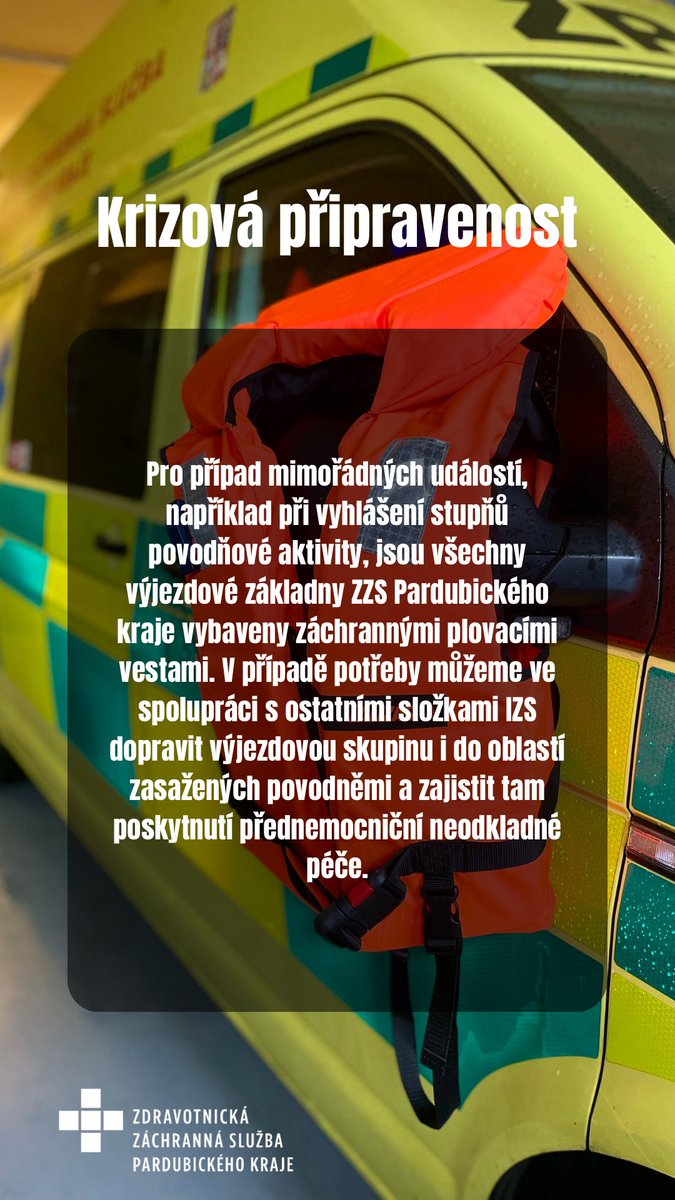 Vydatné deště aktuálně hrozí hlavně na východě republiky. U nás je situace klidná, ale jsme připraveni — výjezdové skupiny ZZS PAK mají k dispozici záchranné vesty a mohou zasahovat i v zaplavených oblastech.