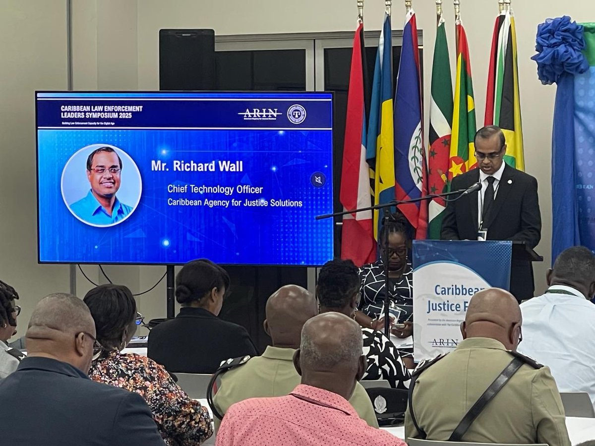 TeamCAJS's tweet image. 🚨 Day One of the 2025 ARIN–CAJS Justice Forum is underway!

Mr Richard Wall speaking about the value of the Caribbean Justice Forum at the opening of CJF2025 in Antigua and Barbuda.

#CJF2025 #ARIN #CAJS #Connectedcaribbean #cybersecurity #JusticeInnovation #antigua