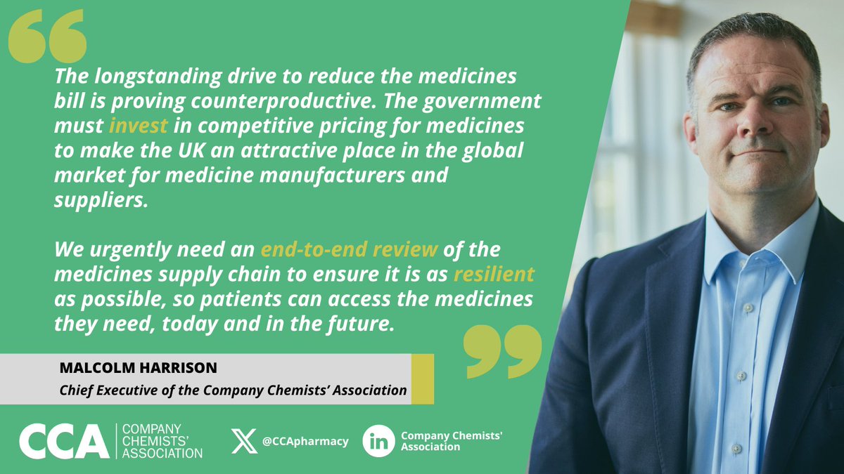 Company Chemists' Association (@ccapharmacy) on Twitter photo Great to see the publication of this important <a href="/APPGPharmacy/">All-Party Pharmacy Group</a> report.
You can read our Chief Executive's reaction👇 Great to see the publication of this important <a href="/APPGPharmacy/">All-Party Pharmacy Group</a> report.
You can read our Chief Executive's reaction👇