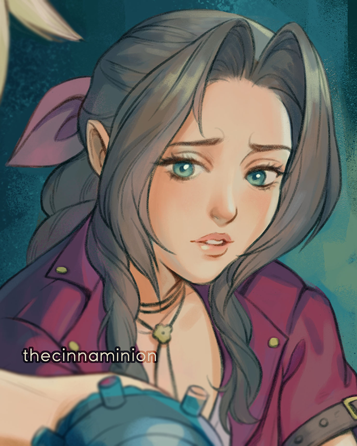 thecinnaminion's tweet image. WIP of a new piece!🌸🎀 Any guesses what&apos;s going on? 👀

#Aerith #FF7Remake