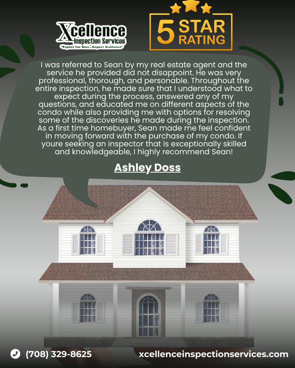 Ashley Doss found confidence and clarity thanks to Sean’s expert inspection service at Xcellence Inspection Services. From educating clients to providing real solutions, Sean makes the process smooth and stress-free.

✅ Skilled. ✅ Thorough. ✅ Personable.