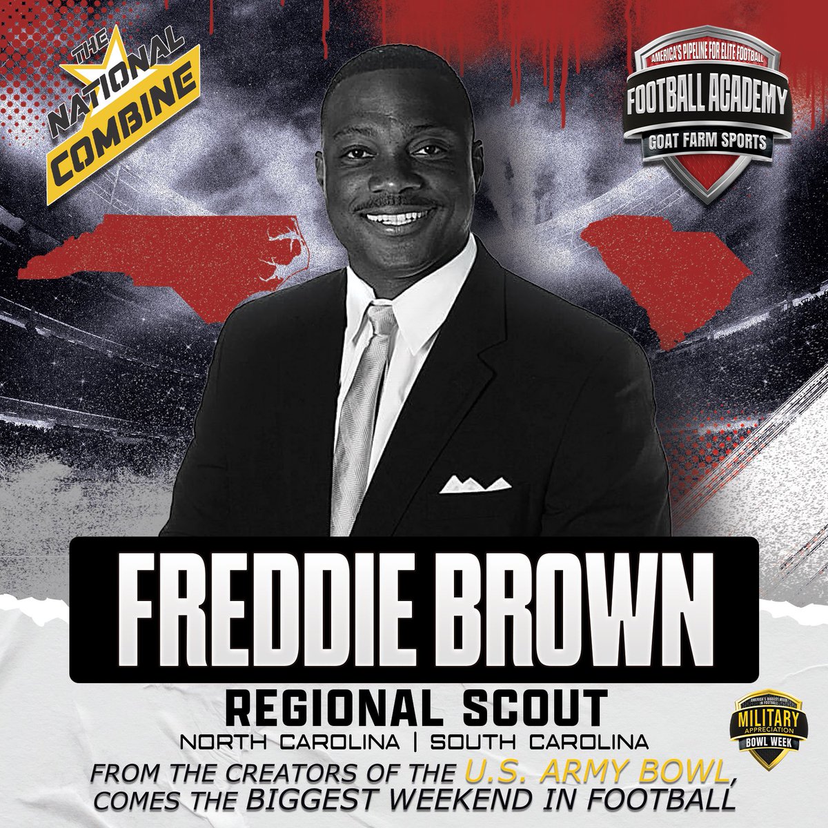 CFSRecruitment's tweet image. Congrats to Ed Brooks & Freddie Brown on being named regional scouts for National Combine! Nominate your athlete: bit.ly/nominateNC