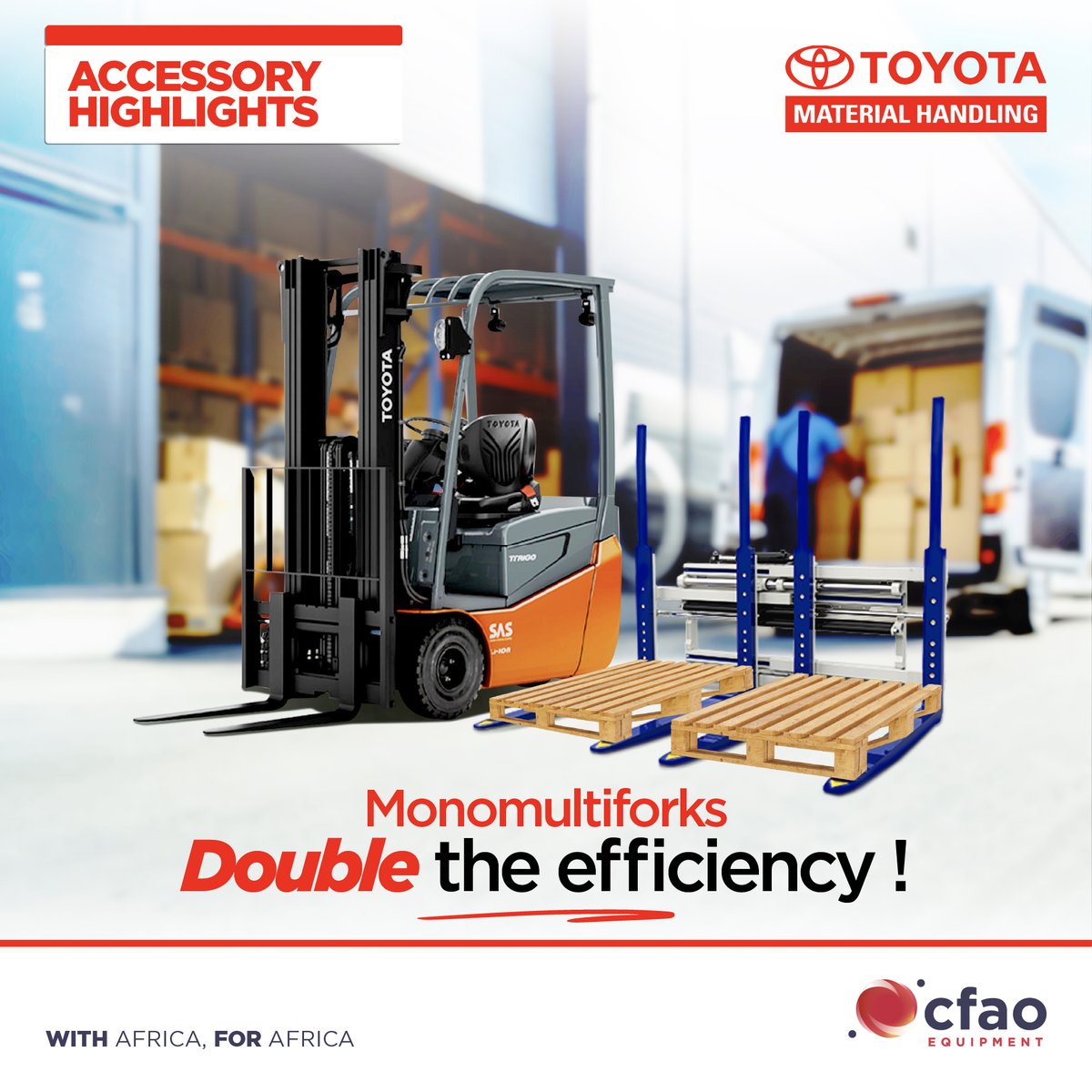 CFAOMobility_Ug's tweet image. With the single fork, your forklift becomes a real productivity gas pedal.
A single maneuver is all it takes to handle more loads, faster and with greater precision.
Fewer movements, greater fluidity: a simple solution to go further, with complete confidence.
#CFAOEquipment…