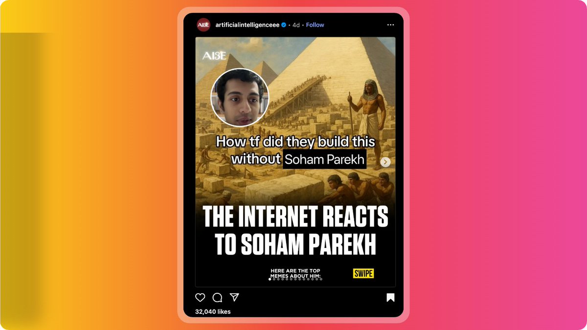 weswinder's tweet image. instagram is finally finding out about soham parekh