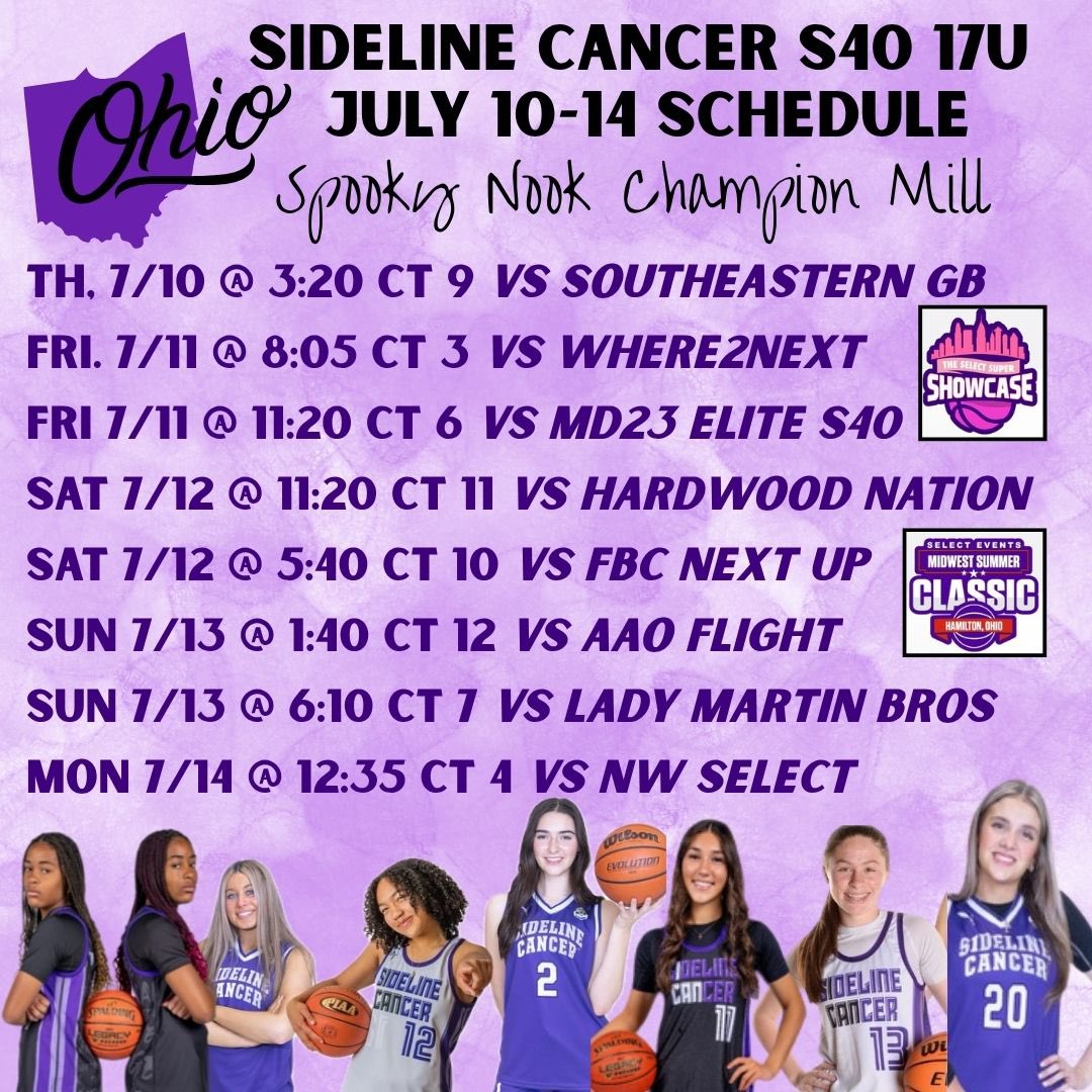Catch us in Ohio!  <a href="/ICAN_basketball/">ICANBasketballAcademy</a> <a href="/cpadynamite/">Sideline Cancer Dynamite S40</a> <a href="/SelectEventsBB/">Select Events Basketball</a>