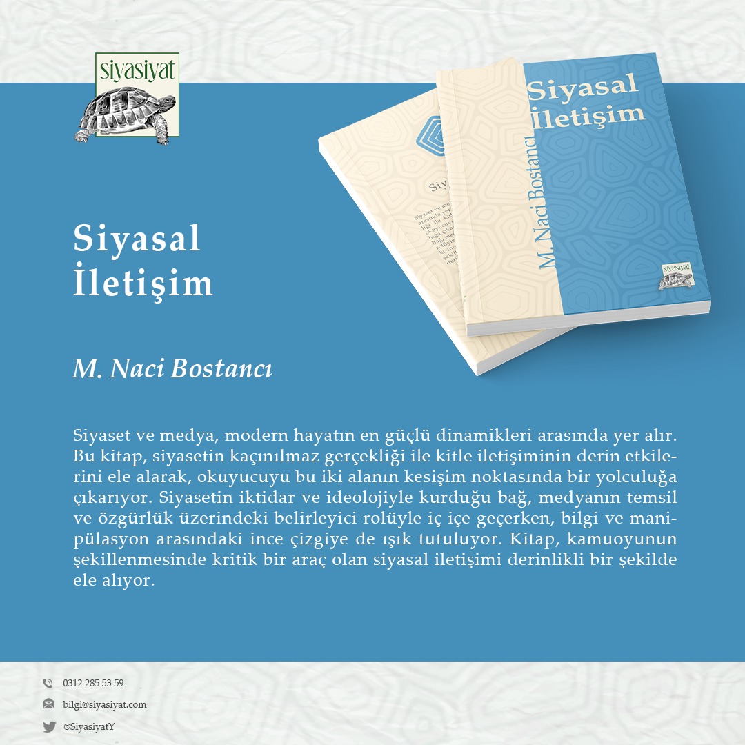 Siyasiyat Yayınları (@siyasiyaty) on Twitter photo 📘 Siyasal İletişim
🖋️ M. Naci Bostancı
Teknolojinin buharlaştırdığı sabitelerin ardından, siyasetle medyanın kurduğu yeni iktidar dili.
Yalanın hızla, doğrunun güçlükle dolaştığı bir çağda, hakikatle temas arayanlar için bir çağrı. <a href="/nacibostanci/">M. Naci Bostancı</a>
#Siyasalİletişim #Medya
⤵️ 📘 Siyasal İletişim
🖋️ M. Naci Bostancı
Teknolojinin buharlaştırdığı sabitelerin ardından, siyasetle medyanın kurduğu yeni iktidar dili.
Yalanın hızla, doğrunun güçlükle dolaştığı bir çağda, hakikatle temas arayanlar için bir çağrı. <a href="/nacibostanci/">M. Naci Bostancı</a>
#Siyasalİletişim #Medya
⤵️