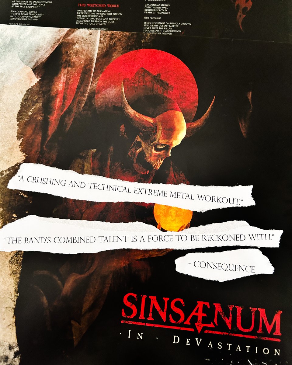Consequence about <a href="/SINSAENUM/">SINSAENUM</a>'s new album and single #InDevastation.
#Sinsaenum #Consequence #Magazine