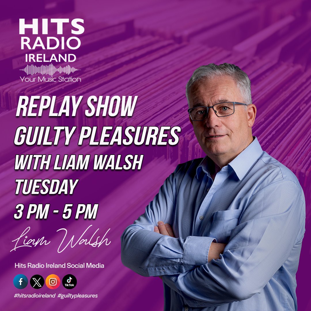 Coming up at 3pm on Hits Radio Ireland. 
Liam Walsh and the Guilty Pleasures Show
Exclusive to Hits Radio Ireland 
#GuiltyPleasures #HitsRadioIreland