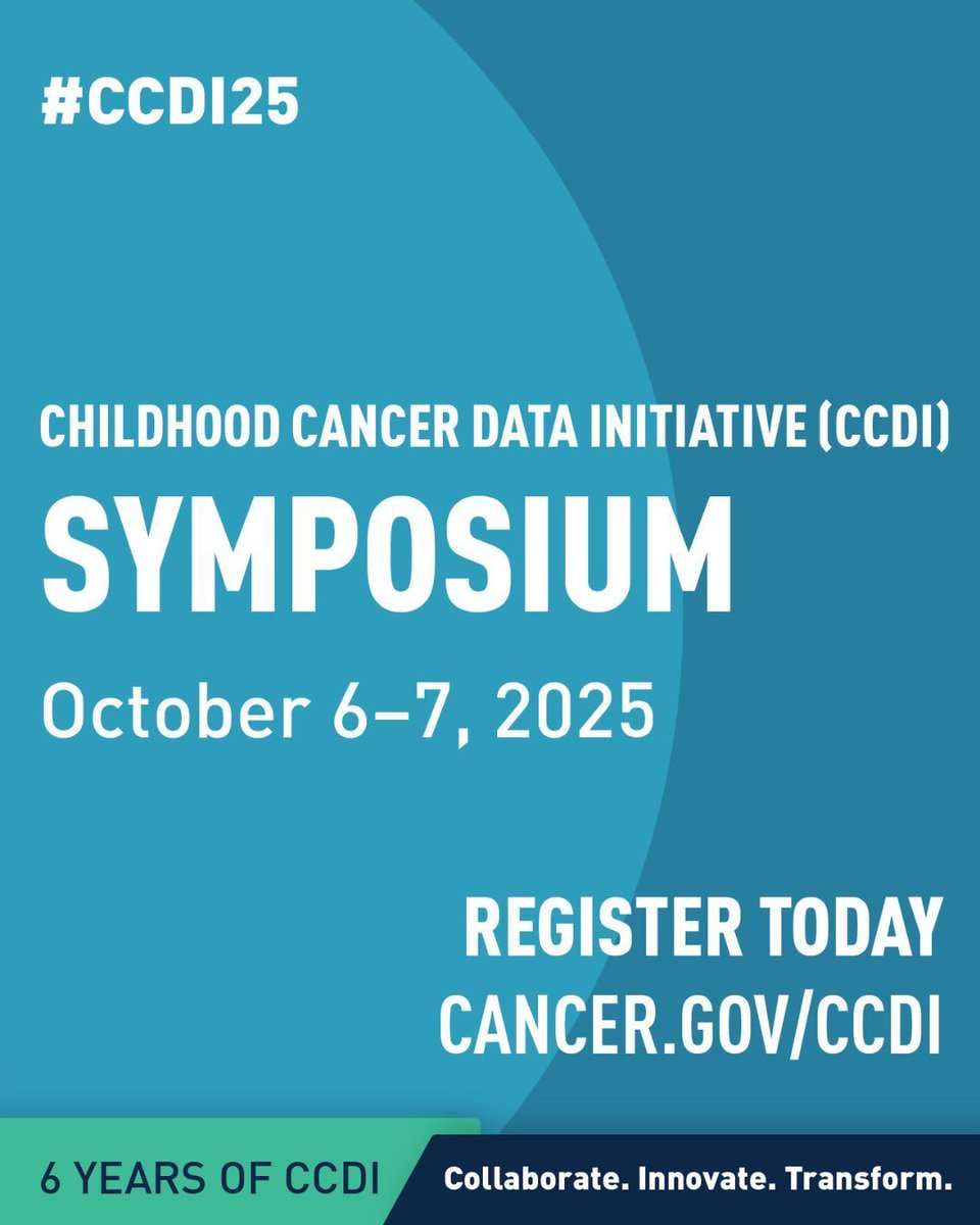 Sharing at the request of the NCI, which invites families and advocates to join the 2025 Childhood Cancer Data Initiative (CCDI) Symposium on October 6th and 7th in Bethesda, Maryland, or virtually. Register by August 7th. #ChildhoodCancer #NCI #CCDI25 events.cancer.gov/nci/ccdisympos…