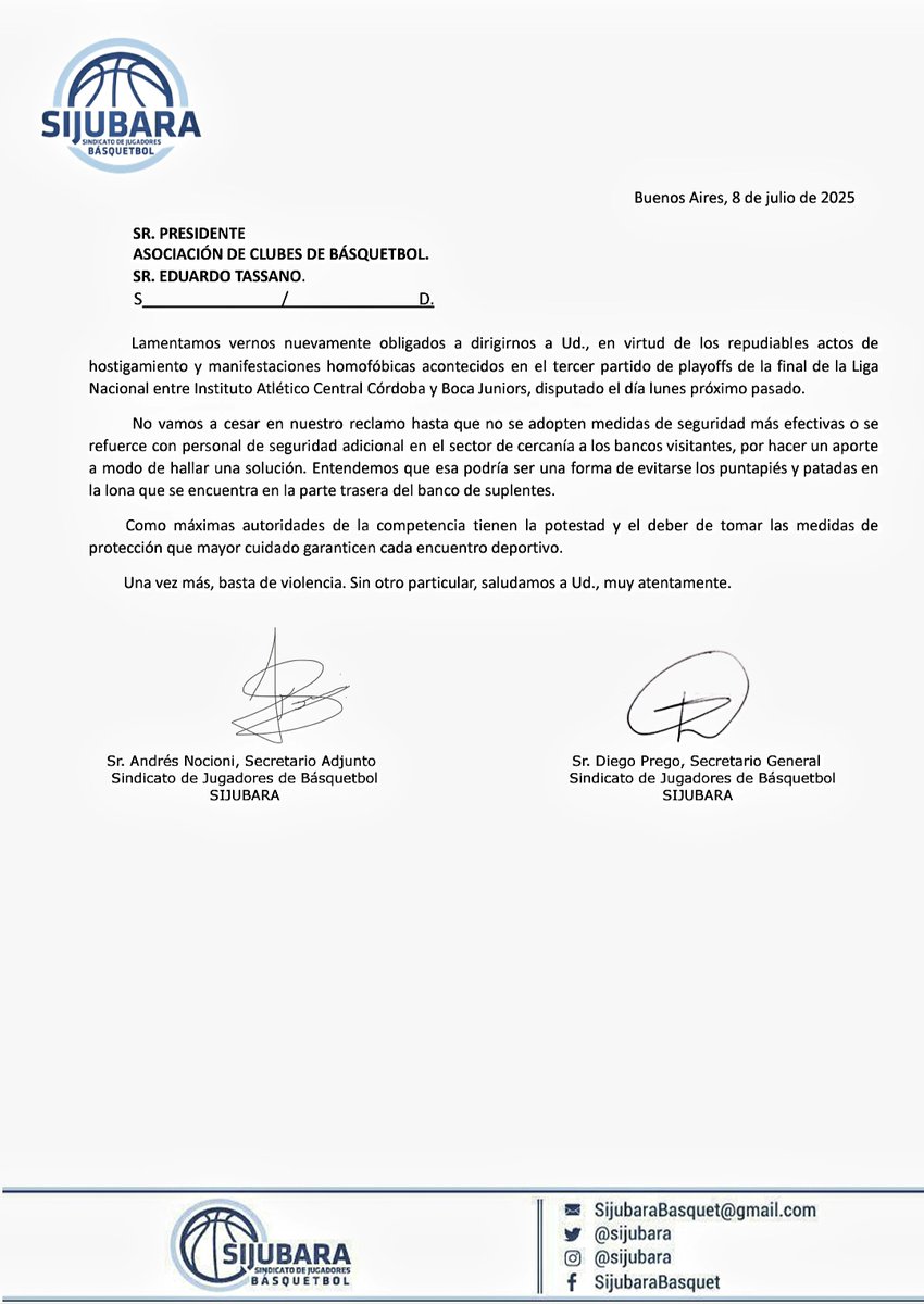 Nota Finales Liga Nacional 🏀 Juego 3. Repudio al hostigamiento y manifestaciones homofóbicas. 

#Sijubara #jugadores #jugadoras
#Argentina #LigaNacional