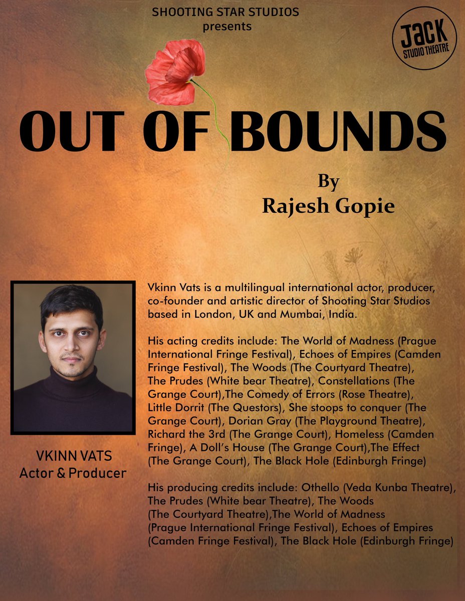 Shooting Star Studios (@pro_shootingss) on Twitter photo Meet the Producer - Vkinn Vats <a href="/vkinn_vats/">VKINN VATS</a>
“A celebrated South African play “Out of Bounds” by Indian-African playwright Rajesh Gopie is back at <a href="/BrocJackTheatre/">Jack Studio Theatre</a> , Book your tickets now: brockleyjack.co.uk/jackstudio-ent… Meet the Producer - Vkinn Vats <a href="/vkinn_vats/">VKINN VATS</a>
“A celebrated South African play “Out of Bounds” by Indian-African playwright Rajesh Gopie is back at <a href="/BrocJackTheatre/">Jack Studio Theatre</a> , Book your tickets now: brockleyjack.co.uk/jackstudio-ent…