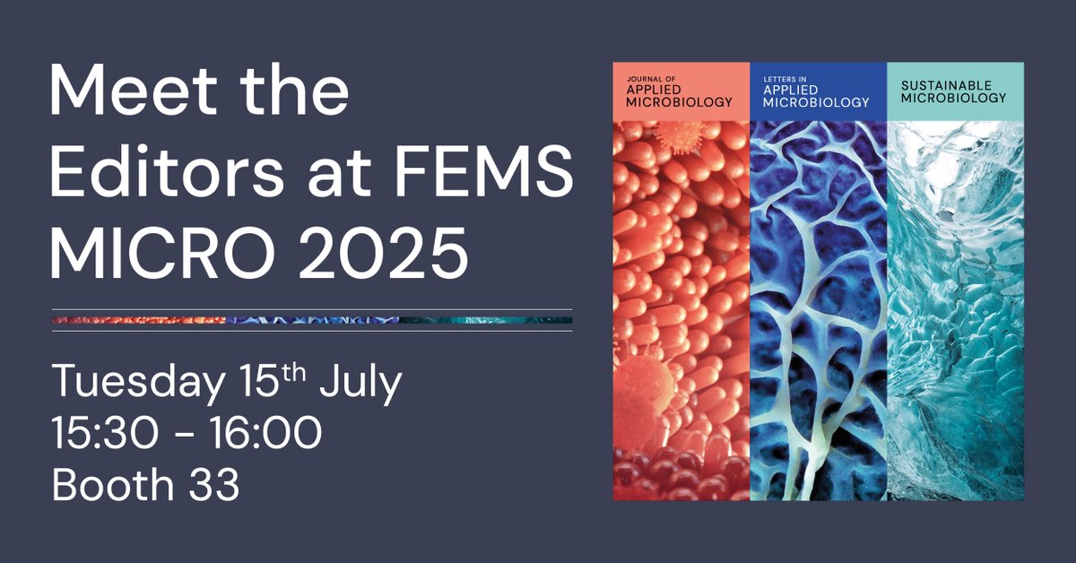 AMI_LAMJournal's tweet image. Meet the Editors of AMI journals at FEMS MICRO 2025! 🦠
Would you like to learn more about publishing with us or what it's like to be a journal Editor? Join us for a drinks reception on July 15, 15:30 – 16:00 at Booth 33. We look forward to seeing you there!
#FEMS2025