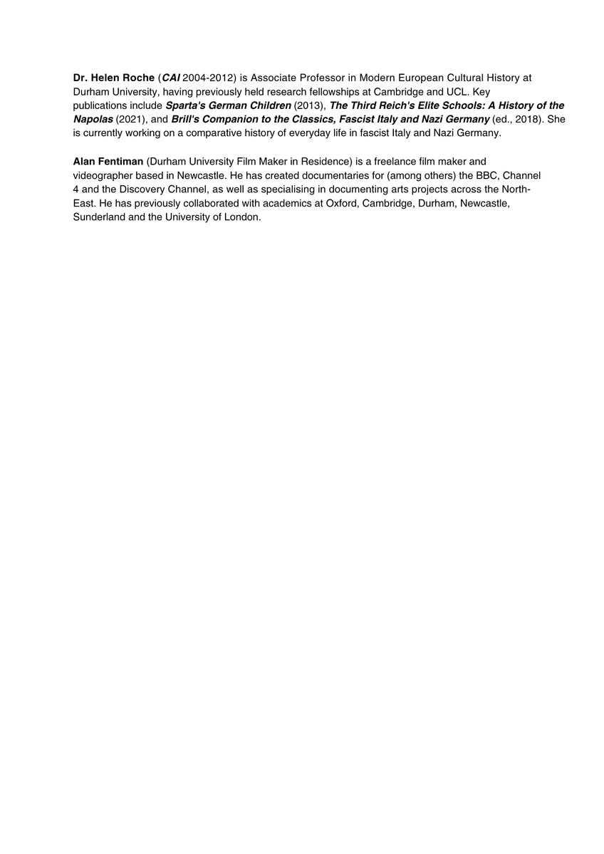 CamGeopolitics's tweet image. Don't miss: Documentary preview screening - Forgotten voices: The Third Reich's elite schools
After 15 years of research, @Dr_Helen_Roche and @alan_fentiman have created a short film based on interviews with surviving former Napola-pupils
Fri 11th Jul, 8pm
Gonville & Caius