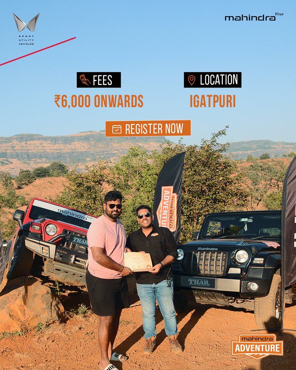 Do you think off-roading is just stepping on the pedal and hoping for the best? Think again. Here's a chance to enjoy the monsoon and learn and experience the art of off-road driving with our specially designed 4x4 Fundamentals course at the Igatpuri Academy.

Register now.