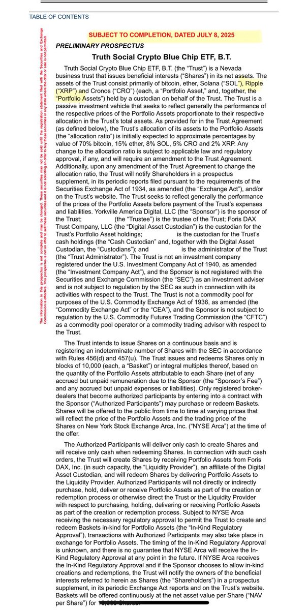 🚨JUST IN: TRUTH SOCIAL FILES FOR AN XRP ETF⁉️

Trump just made a move that could shake the entire crypto hierarchy.

XRP — the most suppressed, underestimated asset — might be going institutional.👇🧵