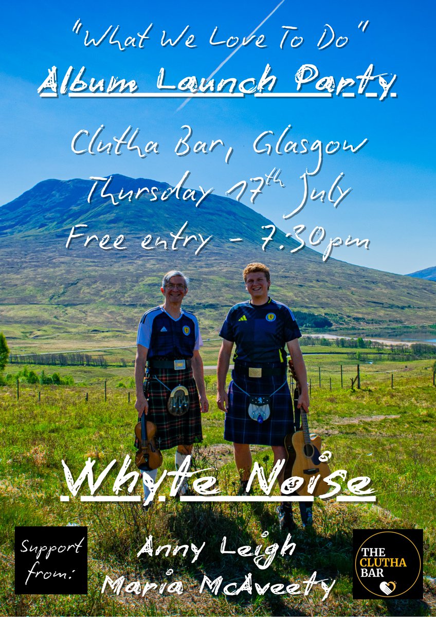 FREE album launch gig next week at The Clutha! 

My dad and I are releasing an album that we're awfy proud of so we're throwing a party and everyone is invited! I want this place packed out (so we can sell lots of albums x)