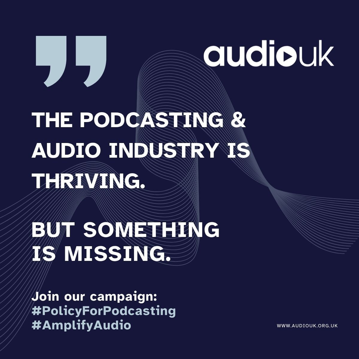 Urgent Call to Action: Support the UK’s Podcasting and Audio Industry.

Read the letter. Add your name. Share the message.

Go to lnkd.in/ekUVzHX6 for all the details and further information on how you can support this campaign.

#PolicyForPodcasting #AmplifyAudio