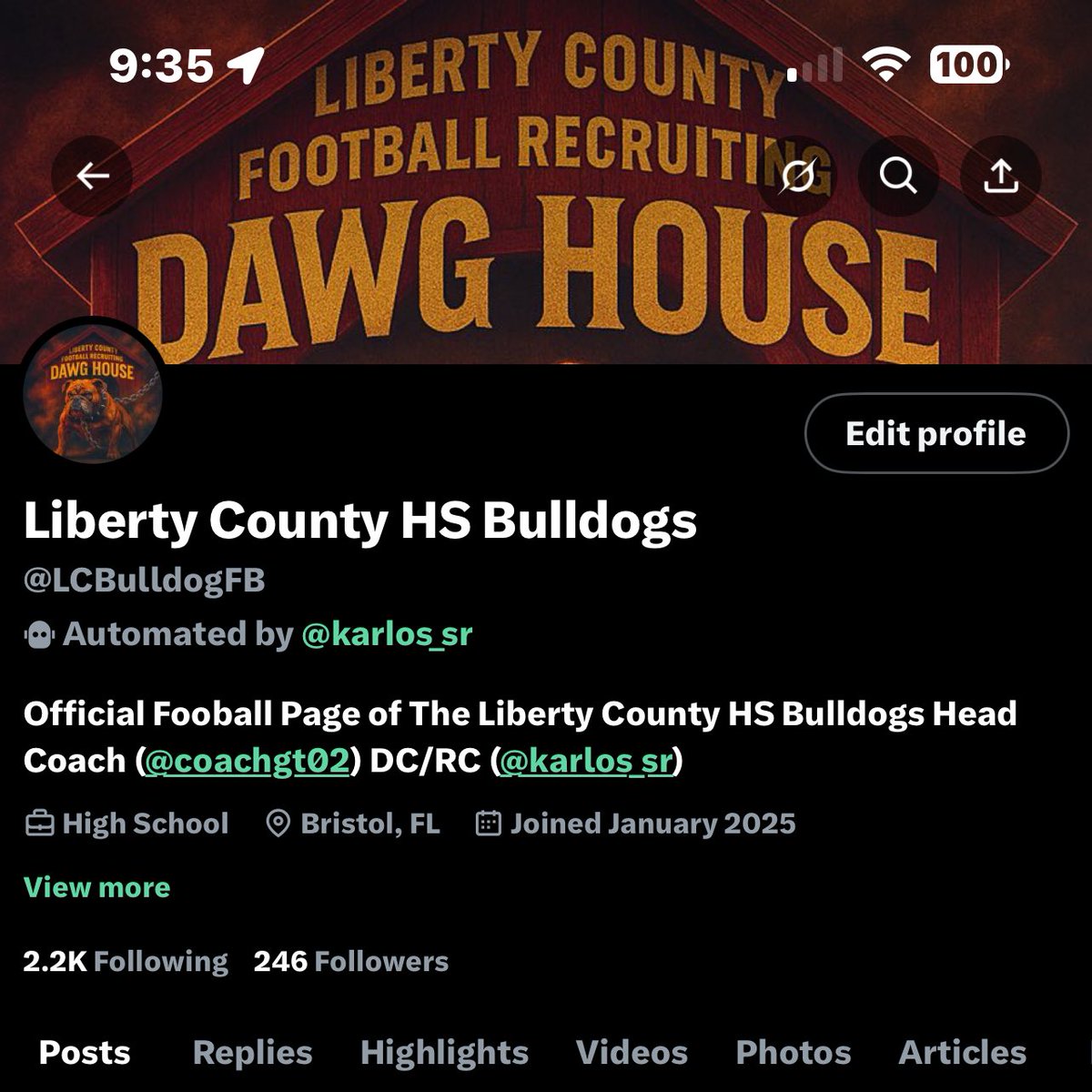 Coaches take a sec this morning and follow the <a href="/LCBulldogFB/">Liberty County HS Bulldogs</a> page. Check out our 2025-2026 roster and be sure to follow our head coach <a href="/CoachGT02/">Coach T</a> and myself as well. Thank you and GoDawgs!