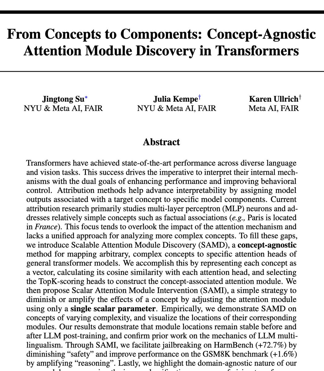 How would you make an LLM "forget" the concept of dog — or any other arbitrary concept? 🐶❓

We introduce SAMD &amp; SAMI — a novel, concept-agnostic approach to identify and manipulate attention modules in transformers.