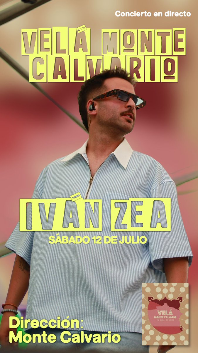 🌸 VELÁ | ¡Nuestra Velá contará un año más con música en directo!
Nos acompañará Iván Zea. ¡No te lo pierdas! #VeláMonteCalvario #CofradíasMLG

⛪️ Ermita del Monte Calvario.
📆 Sábado, 12 de julio.
🕰️ 19:30h.