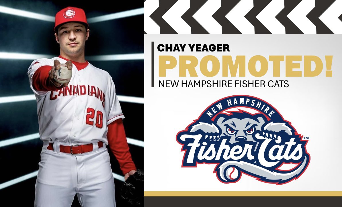 Promoted! Former PHSC Bobcat Chay Yeager has moved up from the High-A Vancouver Canadians to the Double-A New Hampshire Fisher Cats! 🎉

The ace pitcher was drafted by the Toronto Blue Jays in the 12th round back in 2023. 👀

#BackTheCats 🐾