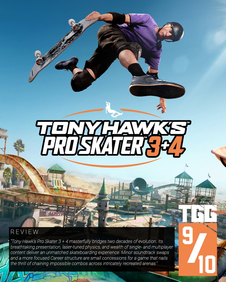 TheGamerGuide_'s tweet image. Tony Hawk's Pro Skater 3+4 - Score 9/10
"Tony Hawk’s Pro Skater 3 + 4 masterfully bridges two decades of evolution."
#tonyhawksproskater #irongalaxy #activision #tonyhawksproskater3 #tonyhawksproskater4 #tonyhawksproskater3and4 #tonyhawk #skateboard #gamereview