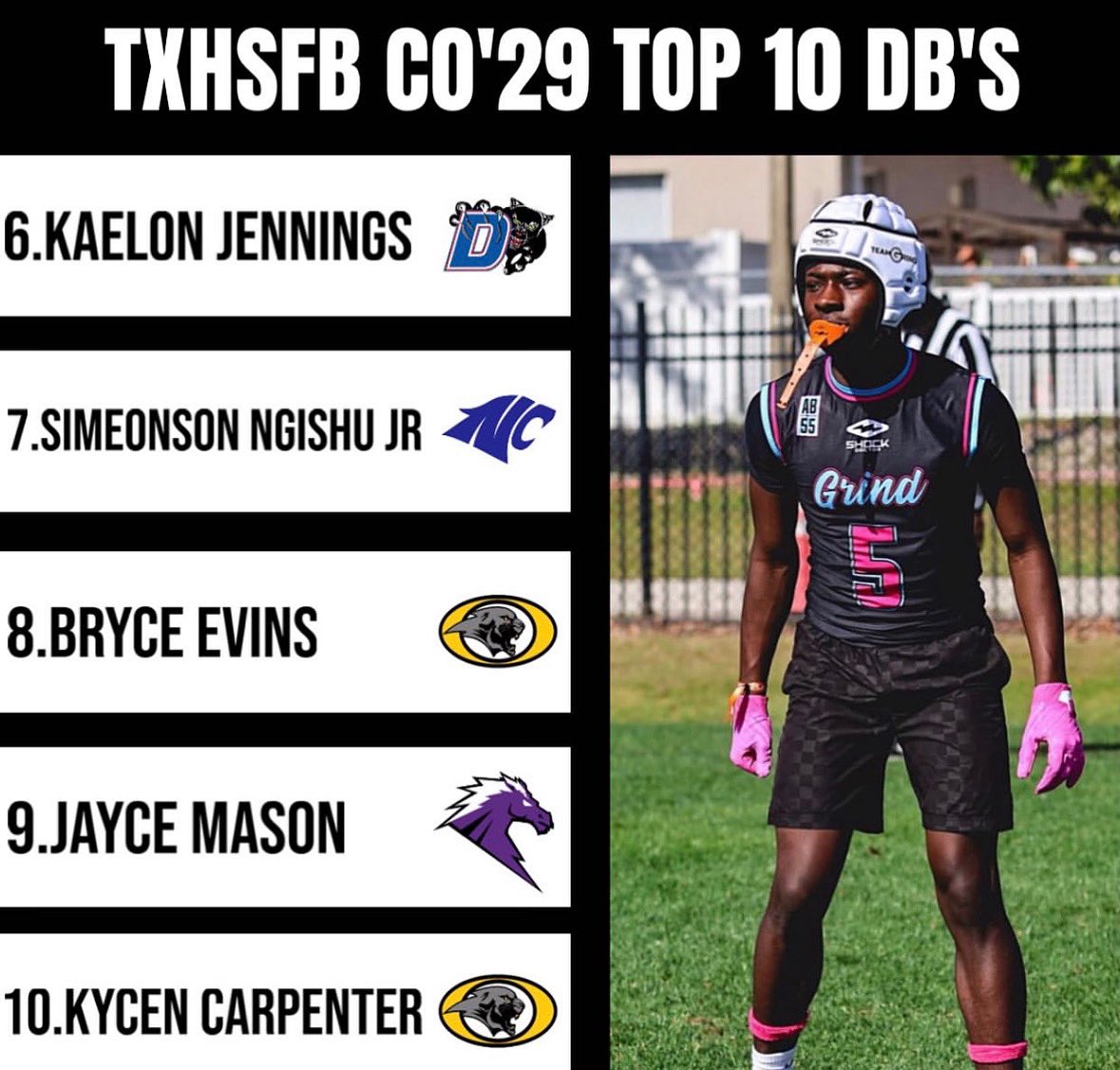 Bryce Evins (@thebryceevins1) on Twitter photo Top 10 DBβS in C/O 29 i am blessed to have been ranked #8 i wanna thank <a href="/TXFBINSIDER/">TX Varsity FB</a> for the ranking #thecOde #DAWG <a href="/texasRanking/">TexasTalentRankings</a> <a href="/TXFBINSIDER/">TX Varsity FB</a> <a href="/recruitingko/">Klein Oak High School Football Recruiting</a> <a href="/RAanalytics/">Reel Analytics</a> <a href="/One11Recruiting/">One11 Recruiting</a> <a href="/Coach_CJWard/">Coach CJ Ward</a> <a href="/Coach_BCarp/">T. Brandon Carpenter</a> <a href="/ExpoRecruits/">Expo Recruits</a> <a href="/gobigrecruiting/">Go Big Recruiting</a> Top 10 DBβS in C/O 29 i am blessed to have been ranked #8 i wanna thank <a href="/TXFBINSIDER/">TX Varsity FB</a> for the ranking #thecOde #DAWG <a href="/texasRanking/">TexasTalentRankings</a> <a href="/TXFBINSIDER/">TX Varsity FB</a> <a href="/recruitingko/">Klein Oak High School Football Recruiting</a> <a href="/RAanalytics/">Reel Analytics</a> <a href="/One11Recruiting/">One11 Recruiting</a> <a href="/Coach_CJWard/">Coach CJ Ward</a> <a href="/Coach_BCarp/">T. Brandon Carpenter</a> <a href="/ExpoRecruits/">Expo Recruits</a> <a href="/gobigrecruiting/">Go Big Recruiting</a>