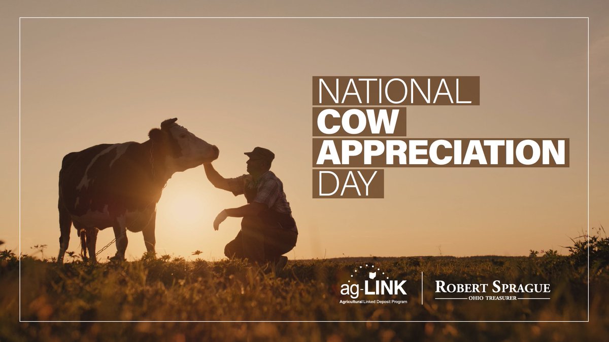 OhioTreasurer's tweet image. Today is #NationalCowAppreciationDay! 🐄 The Treasurer’s office proudly supports Ohio’s livestock farmers through #AgLINK by offering reduced interest rates on new and existing operating loans, helping lower costs and support Ohio’s agriculture industry.