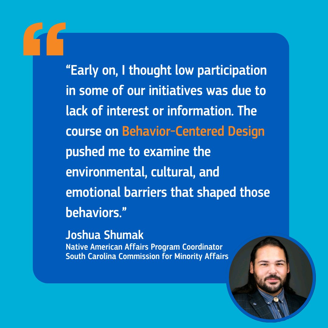 Rare (@rare_org) on Twitter photo After taking a #BehaviorCenteredDesign course thru our #BECenter, <a href="/JoshuaShumak/">Joshua Shumak, MBA</a>, Native American Affairs Program Coordinator at <a href="/sccfma/">SC Commission for Minority Affairs</a>, shifted his approach to emphasize listening, collaboration, and cultural relevance. People noticed.
Read his story ➡️ learningfornature.exposure.co/strengthening-… After taking a #BehaviorCenteredDesign course thru our #BECenter, <a href="/JoshuaShumak/">Joshua Shumak, MBA</a>, Native American Affairs Program Coordinator at <a href="/sccfma/">SC Commission for Minority Affairs</a>, shifted his approach to emphasize listening, collaboration, and cultural relevance. People noticed.
Read his story ➡️ learningfornature.exposure.co/strengthening-…