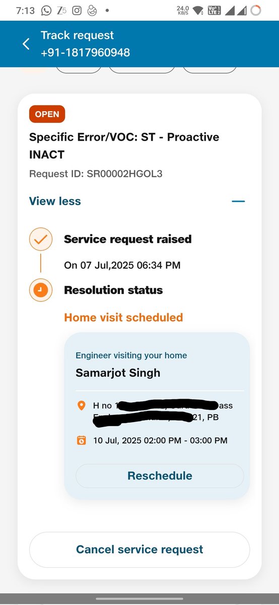 sanjay_panja's tweet photo. @JioCare 4 days of internet service has been disrupted. Will @JioCare @reliancejio charge any less for the month. Then why so poor resolution service. https://t.co/Q325xOVYXV