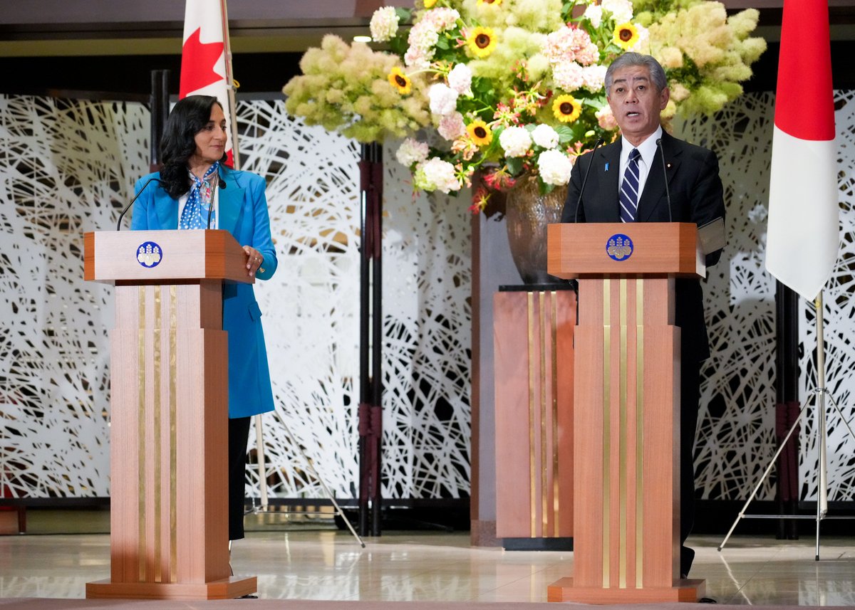 MOFA of Japan (@mofajapan_en) on Twitter photo On July 8, FM IWAYA had a signing ceremony for the Agreement on the Security of Information and held a working dinner with the Honourable Anita Anand, Minister of Foreign Affairs of #Canada.
mofa.go.jp/press/release/…
<a href="/AnitaAnandMP/">Anita Anand</a> On July 8, FM IWAYA had a signing ceremony for the Agreement on the Security of Information and held a working dinner with the Honourable Anita Anand, Minister of Foreign Affairs of #Canada.
mofa.go.jp/press/release/…
<a href="/AnitaAnandMP/">Anita Anand</a>