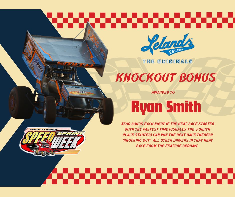 PASpeedWeek's tweet image. The Lelands Collectibles Knock-out happened twice during Speedweek this year - both times at @PortRoyalSpdway!
Congratulations to @RyanSmithRacin & @Brock_Zearfoss for each earning an extra $500!