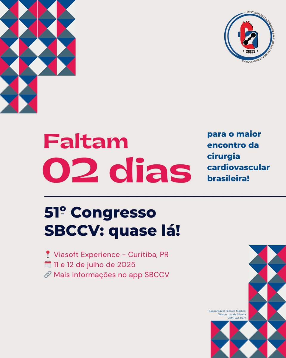 🎯 Estamos quase lá: faltam só 2 dias!

A comunidade da cirurgia cardiovascular já está em contagem regressiva!

📍 Viasoft Experience – Curitiba, PR
🗓️ 11 e 12 de julho de 2025
🔗 Garanta seu acesso e acompanhe tudo pelo app SBCCV
#CongressoSBCCV #Faltam2Dias #CuritibaTeEspera