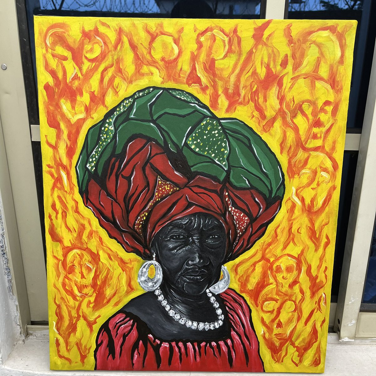 fvndi24's tweet photo. Obiageri (Ancestral flame)

She rises through ancestral fire, wrapped in wisdom and strength. Her gaze speaks of battles, her crown bears legacies. A matriarch forged in flame.

Acrylic on canvas
(2025). https://t.co/irOI1dty8A