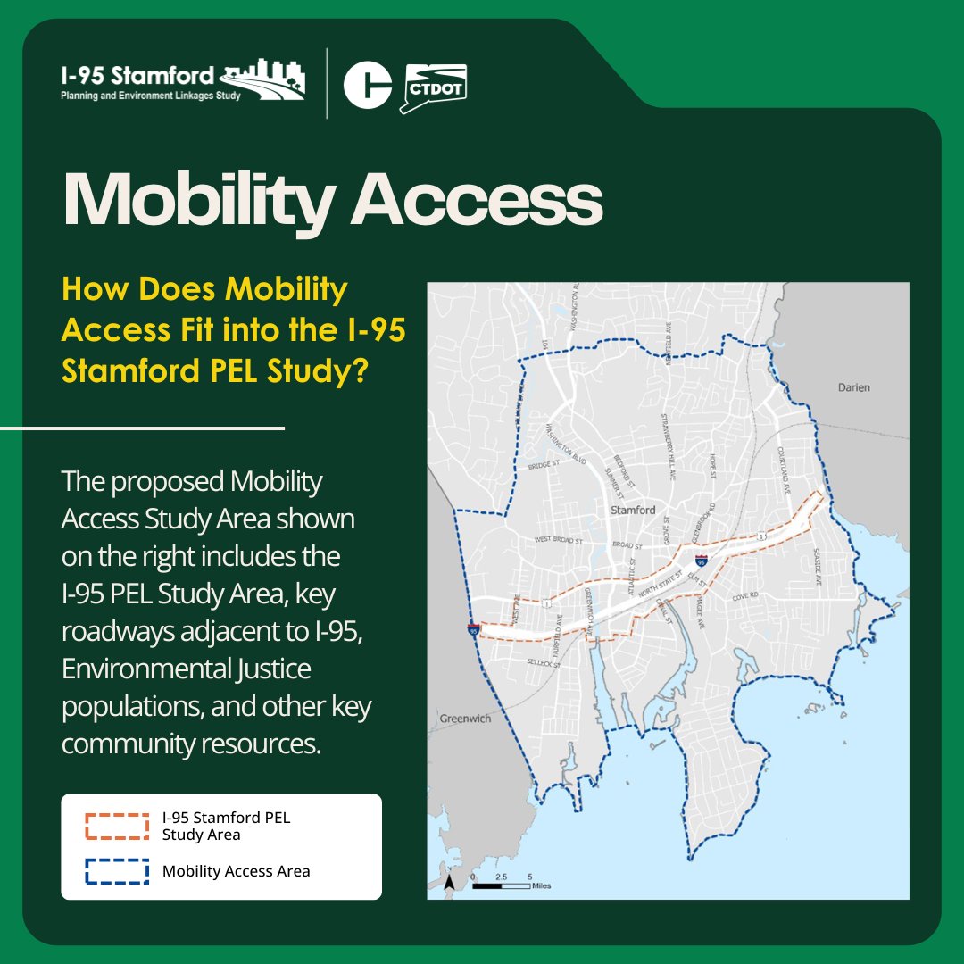 Getting around Stamford shouldn’t be a challenge. That’s why the I-95 Stamford PEL Study is taking a closer look at mobility access—how well the transportation network works for everyone, especially those who face the most barriers.

Have ideas about where improvements are