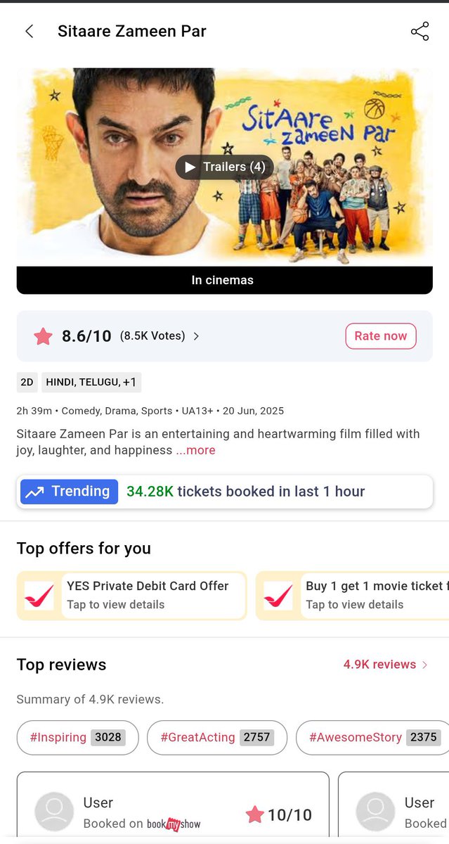 aamirsspk's tweet photo. #SitaareZameenPar sold the highest hourly ticket for a drama genre movie of all time.

Covid or no Covid, #AamirKhan breaking records remains constant. 

SITAARE SE HAARE BOYCOTTWALE https://t.co/xcissbcDMQ
