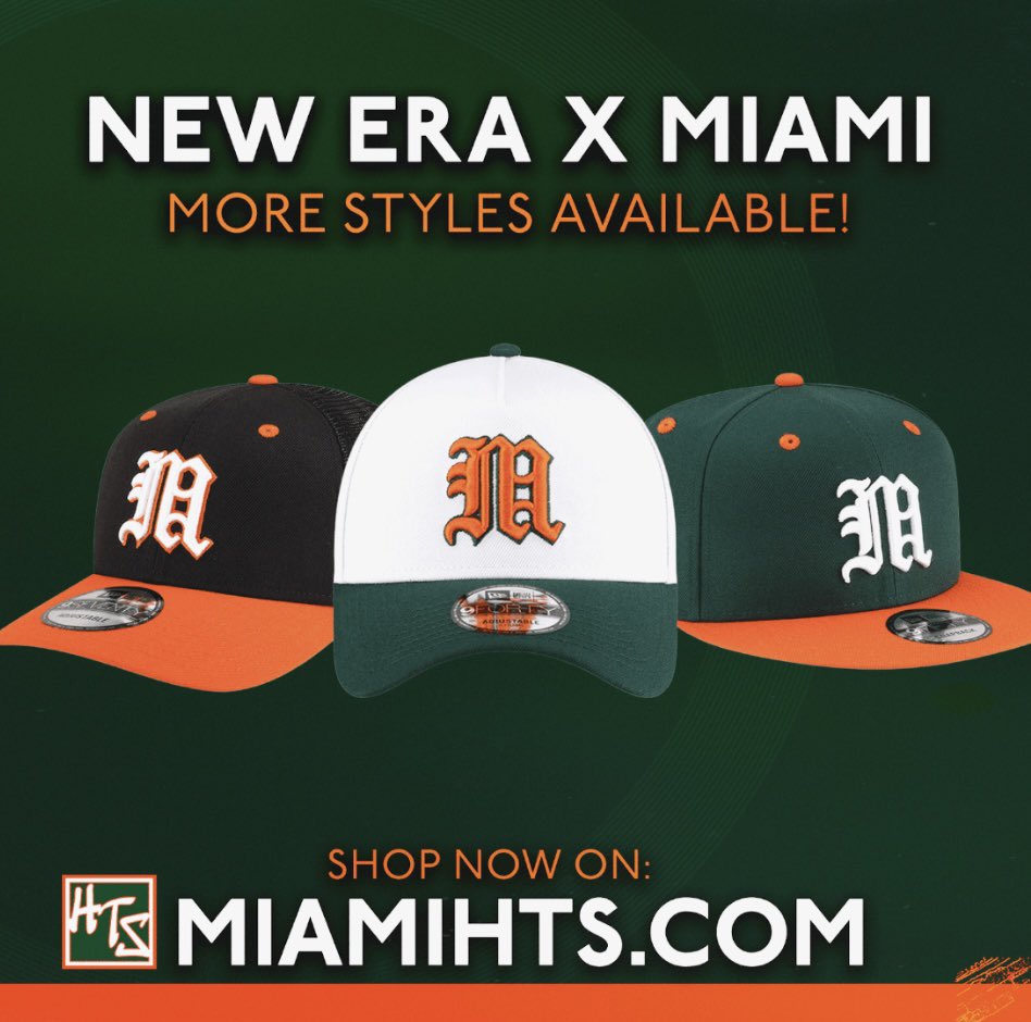 Miami fans! @MiamiHTS has more styles available of the New Era x Miami collab 🧢 Shop now online or in store 
miamihts.com/collections/sa…