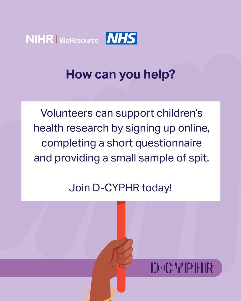 NIHR BioResource (@nihrbioresource) on Twitter photo 1 in 25 children living in the UK is affected by a genetic condition, & over 2.4 million people across the country are living with one. <a href="/GenePeopleUK/">Gene People</a>
D-CYPHR encourages families with children to join and spit in a tube for children’s health research.
bit.ly/3HGsIod 1 in 25 children living in the UK is affected by a genetic condition, & over 2.4 million people across the country are living with one. <a href="/GenePeopleUK/">Gene People</a>
D-CYPHR encourages families with children to join and spit in a tube for children’s health research.
bit.ly/3HGsIod