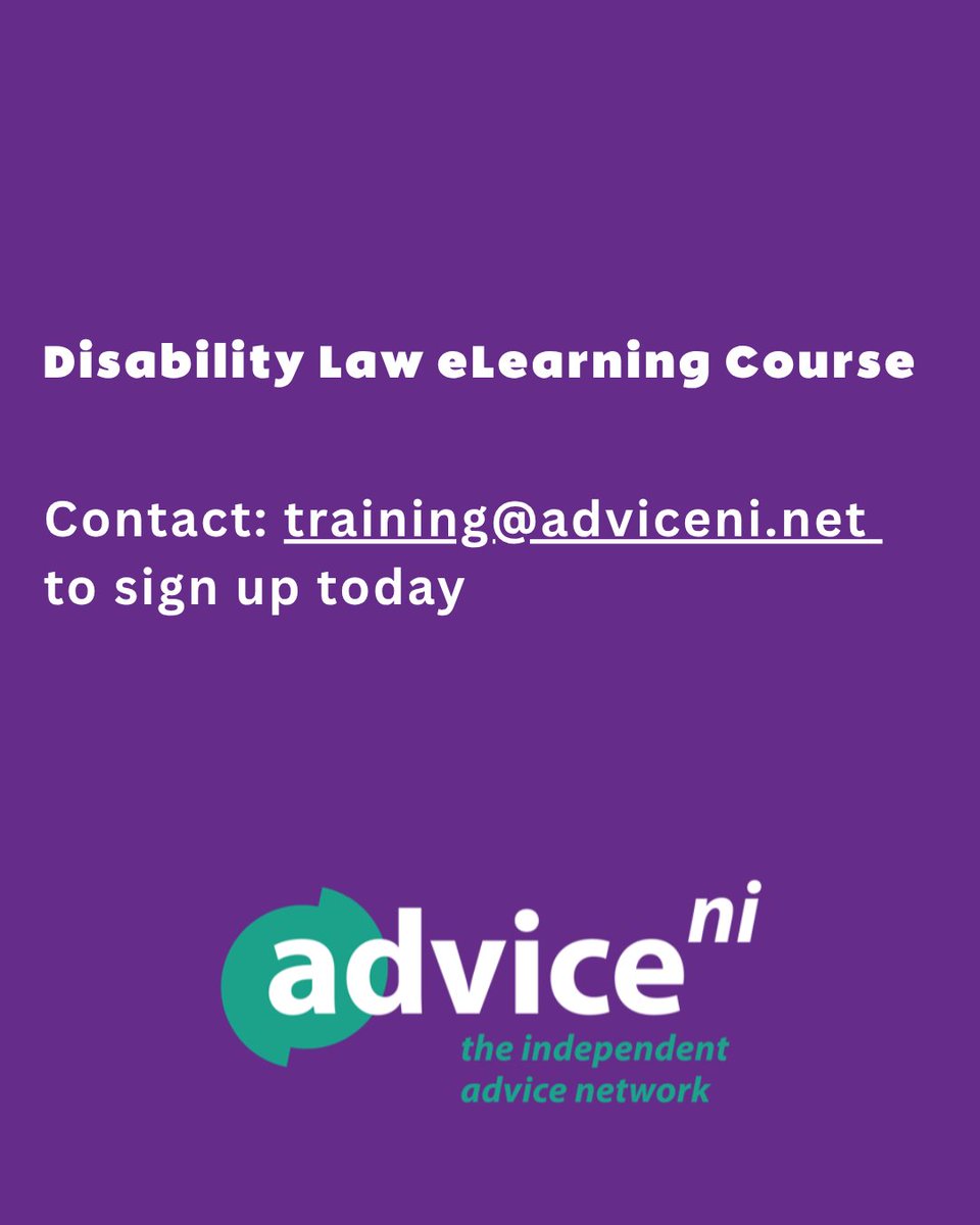 AdviceNI's tweet image. 📚 Sign up for E-learning courses covering Disability Law with Advice NI📚 
Develop the essential skills, knowledge and understanding to improve advice offered to clients on Disability law . Contact training@adviceni.net today.
#Disabilityrights #Disabilitylaw