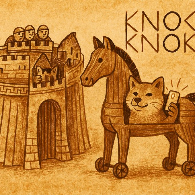 SelfieDog_SOL's tweet photo. 12 times the selfie appeared before the blockchain was invented:

3# The Trojan Horse (Greece, 1200 BC) The horse was a decoy. 
The real trap? A Shiba Inu inside, posting Selfie Telegram group.
https://t.co/BIubHB0EuZ https://t.co/WltD7srt9p