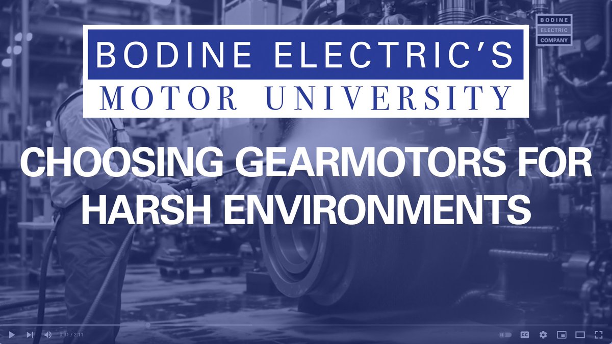 Episode 6 –The latest Bodine Electric Motor University video will explain what ingress protection ratings are (IP ratings) and why that is an important factor in your decision-making process.
#bodineelectriccompany