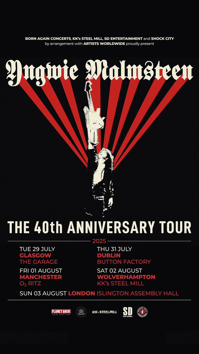 GLASGOW
📍 The Garage
🗓️ Tuesday, 29 July 2025
Scotland

MANCHESTER
📍 O2 Ritz
🗓️ Friday, 01 August 2025

WOLVERHAMPTON
📍 KK’s Steel Mill
🗓️ Saturday, 02 August 2025

LONDON
📍 Islington Assembly Hall
🗓️ Sunday, 03 August 2025