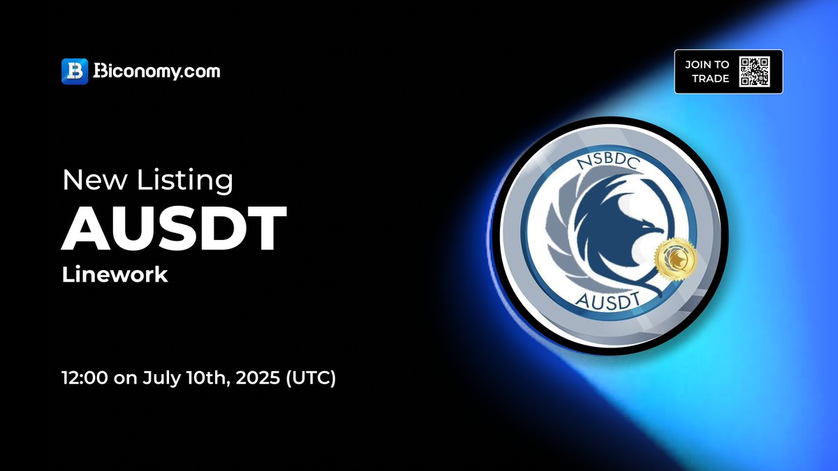 BiconomyCom's tweet image. 🚀NEW LISTING🔥 $AUSDT
Biconomy.com will list @LineworkApp and open the #AUSDT / #USDT trading pair at 12:00 on July 10th, 2025 (UTC)🔥
🗓️Open deposit and withdrawal time: 10:00 on July 09th, 2025 (UTC).
About #Linework:
"AUSDT (USDT) is a revolutionary stablecoin…