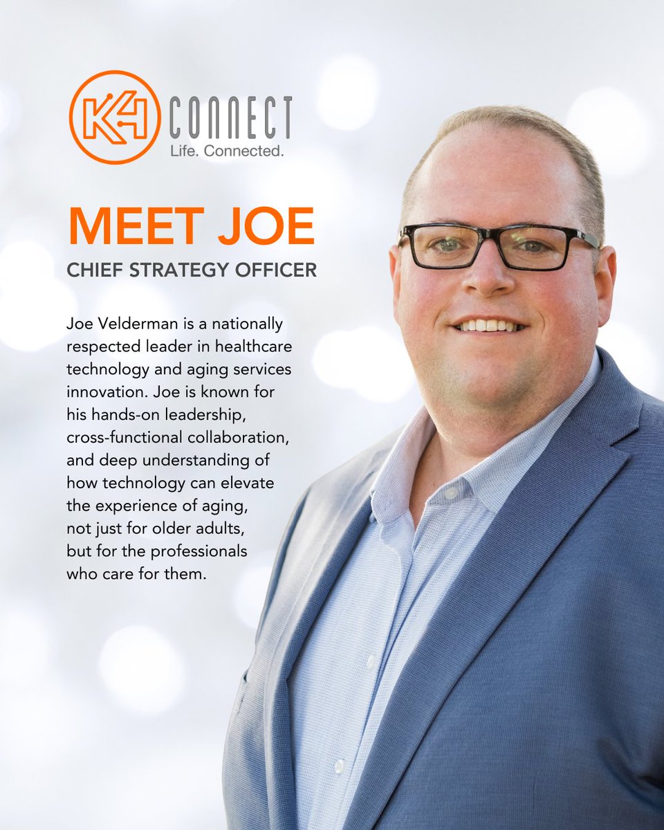 🚨 Big news from K4Connect!
We’re proud to welcome Joe Velderman as our new Chief Strategy Officer, officially joining the team on July 28, 2025.

Welcome, Joe. We’re looking forward to what’s ahead!

#AgeTech #SeniorLiving #Leadership #Innovation #K4Connect