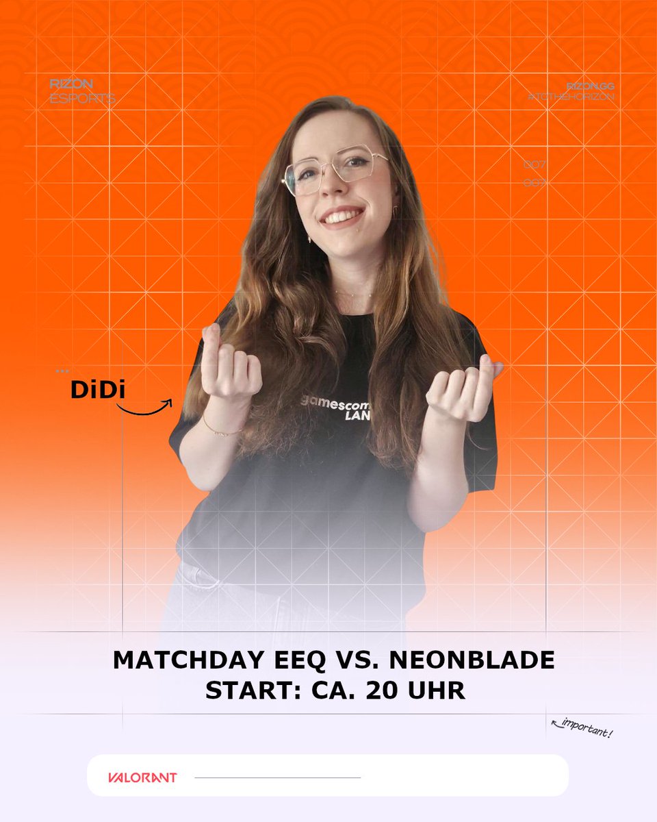 RIZON (@rizondotgg) on Twitter photo Der 1. offizielle MATCHDAY von RIZON Pulse steht an! Drückt uns die Daumen, damit wir gut in die EEQ Season starten 🧡🧡
🆚 <a href="/neonbladevlr/">NEON BLADE</a>
⏰ ca. 20 Uhr
📺 LIVE BEI:
<a href="/minaakio/">RZN Minaakio</a> <a href="/Juuliabtw/">RZN Juulia</a>
#tothehoRIZON Der 1. offizielle MATCHDAY von RIZON Pulse steht an! Drückt uns die Daumen, damit wir gut in die EEQ Season starten 🧡🧡
🆚 <a href="/neonbladevlr/">NEON BLADE</a>
⏰ ca. 20 Uhr
📺 LIVE BEI:
<a href="/minaakio/">RZN Minaakio</a> <a href="/Juuliabtw/">RZN Juulia</a>
#tothehoRIZON