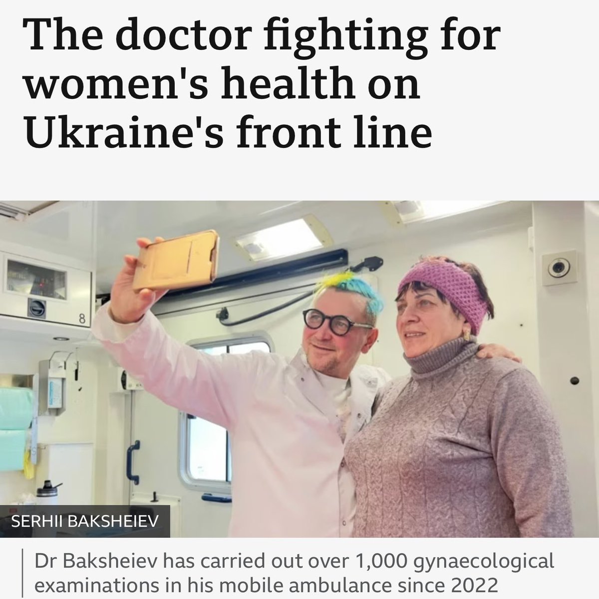 A Ukrainian doctor bringing gynecological care to the frontlines, risking everything to reach women in war-torn villages.

His mission highlights critical gender-specific healthcare needs in war zones and the immense dedication of medical staff under fire.