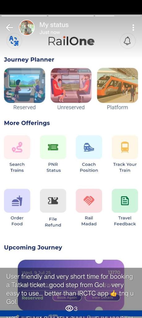 ALIRAUSANCOMPU's tweet photo. Good initiative GOI. 
I am so happy. Very easy to booking a Tatkal ticket. Better than previous IRCTC app. Thank you so much 👍.
#GOI
#IndianRailways 
#IRCTC 
#AshwiniVaishnaw 
#ministryofindianrailways https://t.co/XWgH2OaYTC