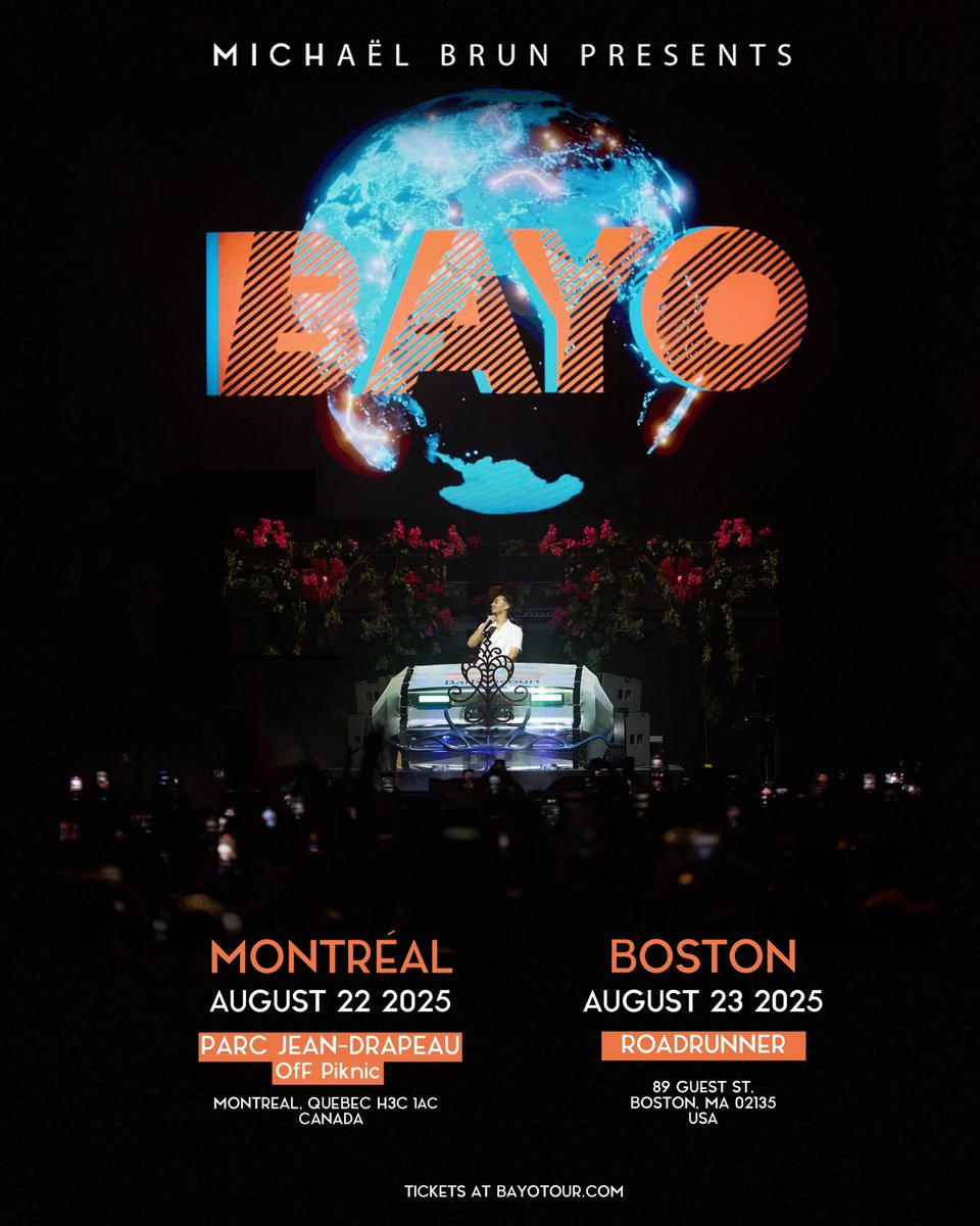 Boston and Montreal see you soon!!! 🏝️🔊
Pre-Sale starts 9am Thursday July 10th ⏰
Sign up at bayotour.com 🌎