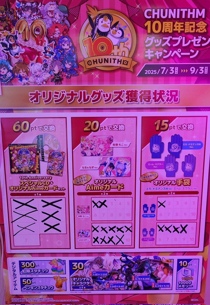 チュウニズム】 10周年記念グッズプレゼントキャンペーンの在庫状況は